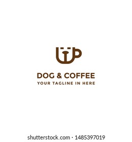 dog and coffee logo template design