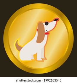 Dog coin vector illustration face of the shiba inu dog on coin. Doge vector digital currency symbol