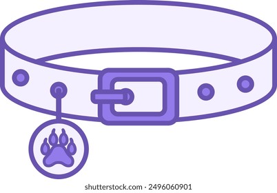 Dog Collar Color Icon. Vector Icon. Collar with Keychain. Dog Walking Accessory. Pet Concept