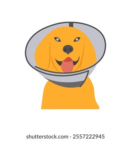 Dog Collar Cone, Veterinary Flat Vector Illustration