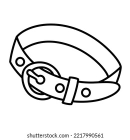 Dog collar doodle icon, leather pet collars for cats and dogs, vector illustration of pet accessories, pet shop product, isolated outline clipart on white background