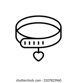 Dog collar with heart thin line icon. Modern vector illustration for pet shop.