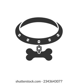 Dog collar icon black vector illustration in flat style