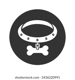 Dog collar icon black vector illustration in flat style