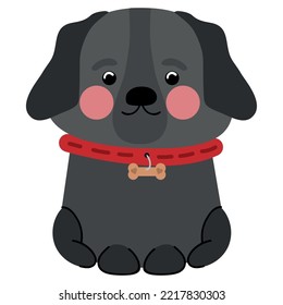 dog with collar icon flat isolated