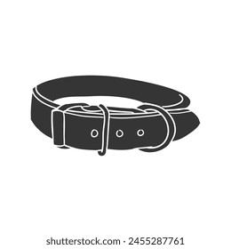 Dog Collar Icon Silhouette Illustration. Pet Vector Graphic Pictogram Symbol Clip Art. Doodle Sketch Black Sign.