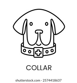 A dog collar icon in vector, symbolizing pet identification or control, with an editable stroke.