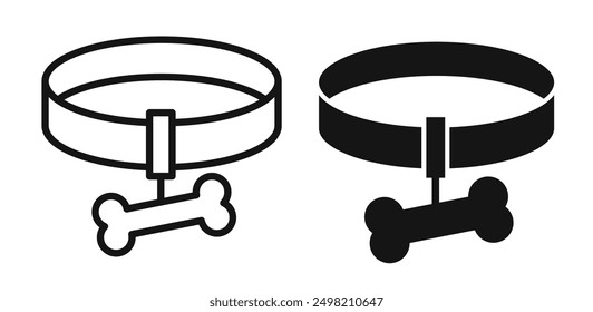 Dog collar iconicon vector collection in outlined and solid style