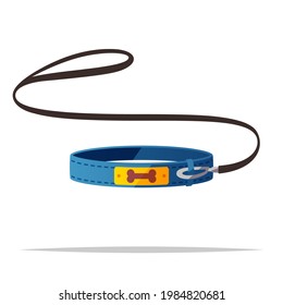 Dog collar with leash vector isolated illustration