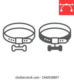 Dog collar line and glyph icon, pet shop and bone, pet collar vector icon, vector graphics, editable stroke outline sign, eps 10