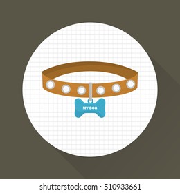 Dog collar with medallion color icon. Flat design. Pet shop theme