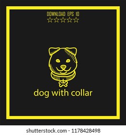 dog with collar  sketch vector icon