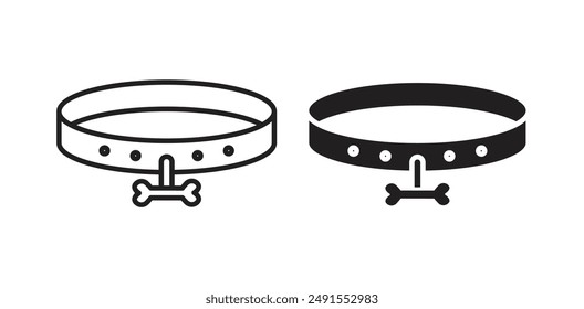 Dog collar vector icon set in black color.