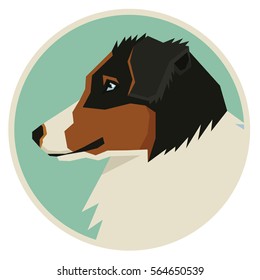 Dog collection Australian Shepherd Geometric style icon round