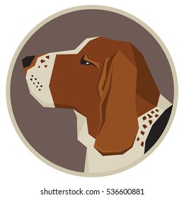 Dog collection Basset Hound Geometric style icon round