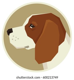 Dog collection Beagle Geometric style Avatar icon round
