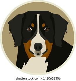 Dog collection Bernese Mountain Dog Geometric style Round frame set