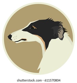 Dog collection Borzoi Geometric style Avatar icon round