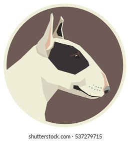 Dog collection Bull Terrier Geometric style icon round
