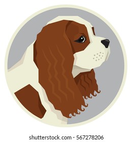 Dog collection Cavalier King Charles Spaniel Geometric style icon round