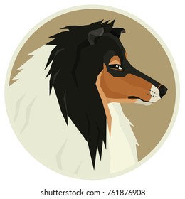 Dog collection Collie Geometric style Avatar icon round