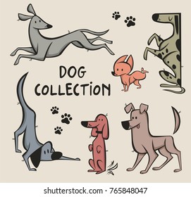 Dog collection. Cute cartoon dogs. Vector illustration