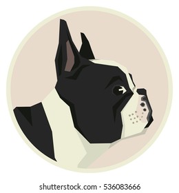 Dog collection French Bulldog Geometric style icon round