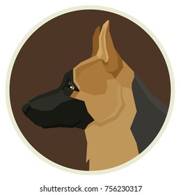 Dog collection German Shepherd Geometric style Avatar icon round