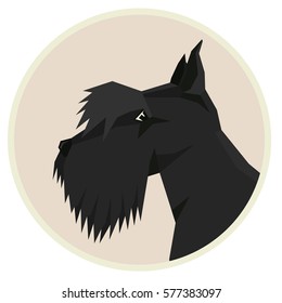 Dog collection Scottish Terrier Geometric style icon round