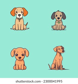 Dog collection set cute cartoon puppy animals pets illustration

