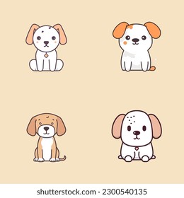 Dog collection set cute cartoon puppy animals pets illustration