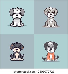 Dog collection set cute cartoon puppy animals pets illustration