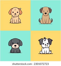 Dog collection set cute cartoon puppy animals pets illustration