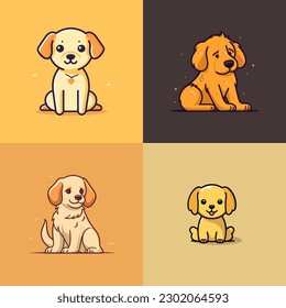 Dog collection set cute cartoon puppy animals pets illustration