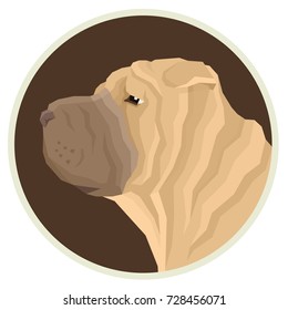 Dog collection Shar Pei Geometric style Avatar icon round