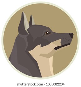 Dog collection Swedish Vallhund Geometric style Avatar icon round set