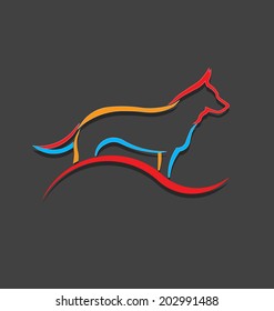 Dog color styled silhouette image. Concept of animal pet, veterinary, domesticated.