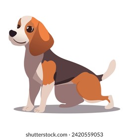 Dog of colorful set. Beagle puppy can brighten your day in this captivating illustration with a cartoon design against a white canvas. Vector illustration.