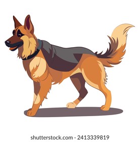 Dog of colorful set. A dog charm featuring this imaginative cartoon German Shepherd dog charm is perfect for dog lovers. Vector illustration.