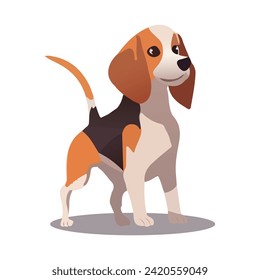 Dog of colorful set. Demonstration of the nature of a Beagle puppy through this endearing illustration with a playful cartoon design on a white canvas. Vector illustration.