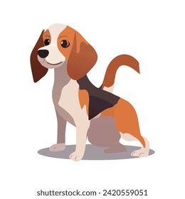 Dog of colorful set. Fall in love with the sweet innocence of a Beagle puppy in this heartwarming cartoon design illustration on a clean white background. Vector illustration.