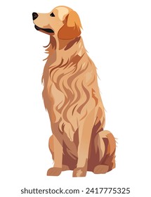 Perro de colorido conjunto. Con su entrañable pose y su diseño de caricaturas, esta ilustración capta la esencia del encanto del labrador. Ilustración vectorial.