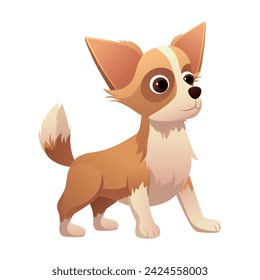 Dog of colorful set. This captivating illustration of a playful puppy brought to life in a colorful cartoon design against a serene white background.