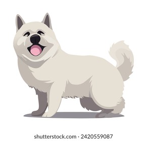 Dog of colorful set. This charming illustration captures the cuteness of a Spitz dog in a delightful cartoon design against a pure white backdrop. Vector illustration.