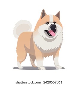 Dog of colorful set. This endearing cartoon design illustration of a cute Spitz dog is perfectly depicted against a white canvas. Vector illustration.