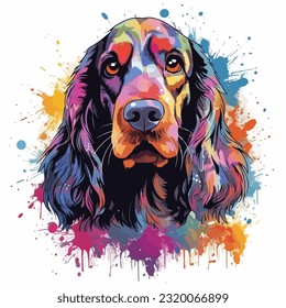 Un perro con arte escénico colorido