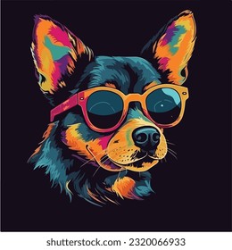 Un perro con arte escénico colorido