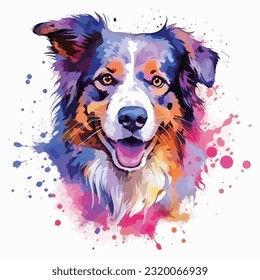 A dog colorful splash art Vector art