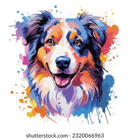 A dog colorful splash art Vector art