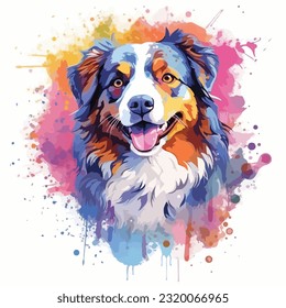 Un perro con arte escénico colorido